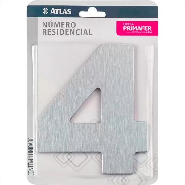 Imagem de Numero Residencial Atlas Escovado 6Cm Nº 4