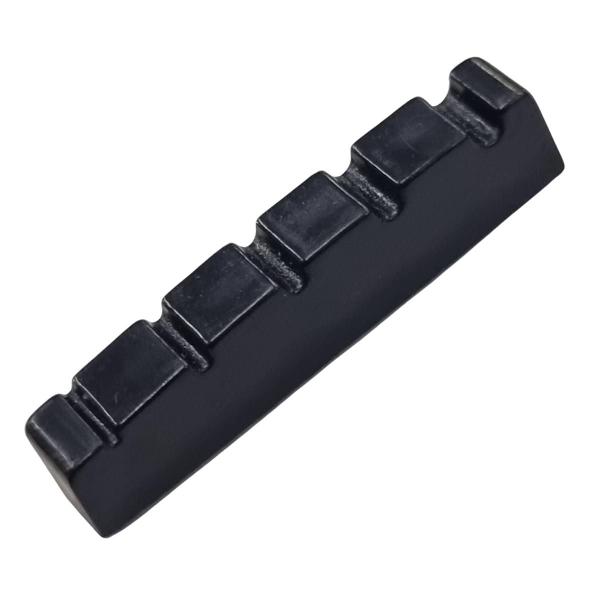 Nut Baixo 5 Cordas 43.1mm x 6.1mm Largo Flat ABS Preto - Ronsani Imagem de Nut Baixo 5 Cordas 43.1mm x 6.1mm Largo Flat ABS Preto