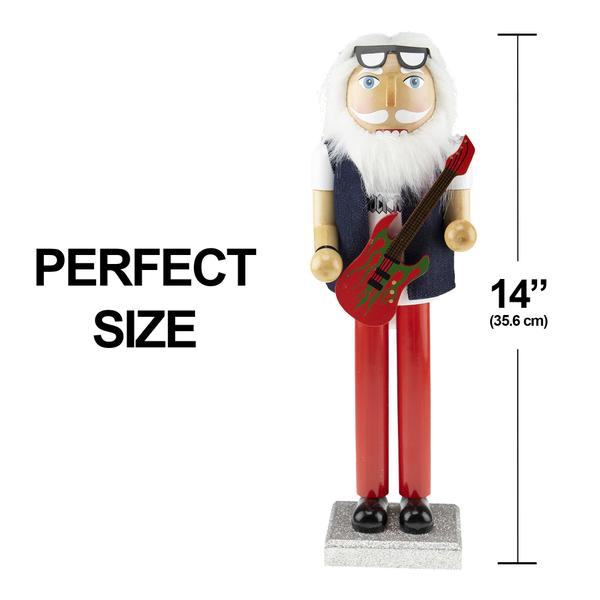 Imagem de Nutcracker Clever Creations Rockstar Santa 35,56 cm de madeira