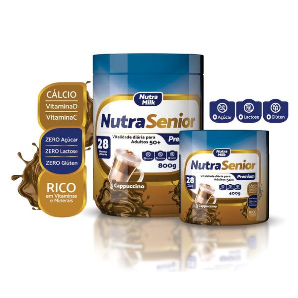 Nutra Senior PREMIUM Adulto 50+ Complemento Alimentar 400g - 28 Vitaminas e Minerais - NutraMilk Imagem de Nutra Senior PREMIUM Adulto 50+ Complemento Alimentar 400g - 28 Vitaminas e Minerais