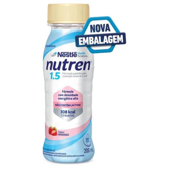 Imagem de Nutren 1.5 200ml sabor morango nestle original hipercalórico ganhar peso alimentação oral enteral calorias