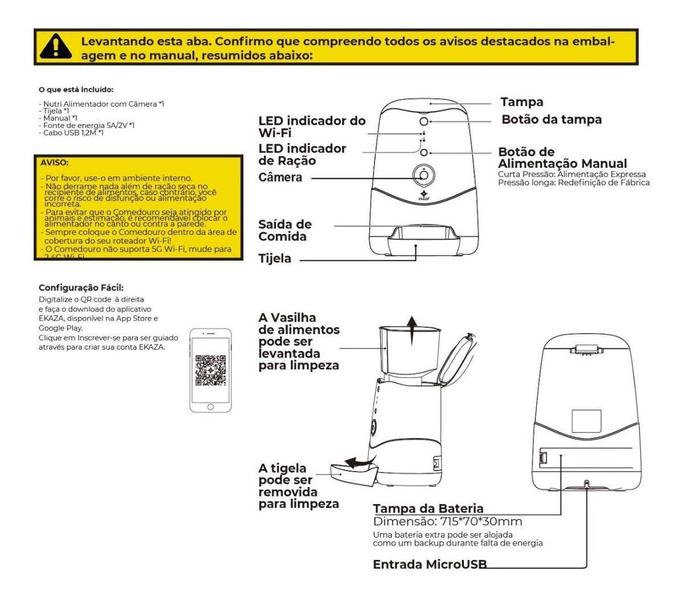 Imagem de Nutri Alimentador Inteligente Com Câmera Eka Pet Animal