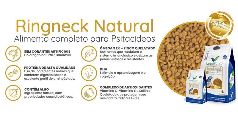 Imagem de Nutribiótica Ring Neck Natural Super Premium - 300g Comida Extrusada Balanceada Psitacídeos