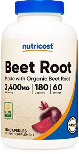 Nutricost Beet Root 2400mg, 180 Cápsulas - Certificado CCOF Feito com Raiz de Beterraba Orgânica, Superalimento, 60 Porções Imagem de Nutricost Beet Root 2400mg, 180 Cápsulas - Certificado CCOF Feito com Raiz de Beterraba Orgânica, Superalimento, 60 Porções
