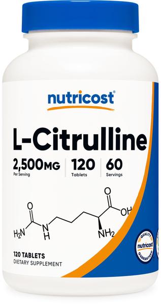 Imagem de Nutricost L-citrulina 2500mg por porção, 60 porções, 1250mg por comprimido, 120 guias - suplemento não-OGM e sem glúten