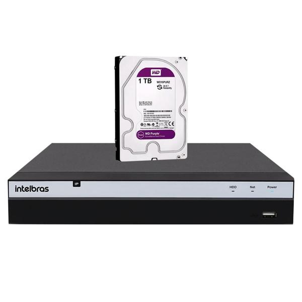 Imagem de NVR Gravador de Vídeo em Rede Intelbras NVD 3308 P 4K 8 Canais H.265+ com Inteligência de Vídeo - Até 08 câmeras IP  + HD 1TB WD Purple