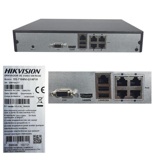 Imagem de Nvr Hikvision 4 Canais Full Hd 4 Interface Poe 4Mp