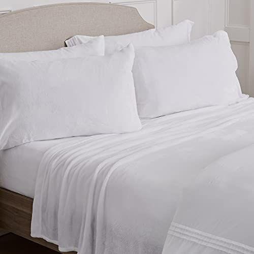 NY Loft Ultra Soft Micro Fleece Sheets Set com bolsos extra profundos Extra Soft Velvet Fleece Sheet Set Super Pelúcia Polar Velo Veludo de pelúcia aconchegante Warmth Coleção Tribeca (Completo, Branco) Imagem de NY Loft Ultra Soft Micro Fleece Sheets Set com bolsos extra profundos Extra Soft Velvet Fleece Sheet Set Super Pelúcia Polar Velo Veludo de pelúcia aconchegante Warmth Coleção Tribeca (Completo, Branco)