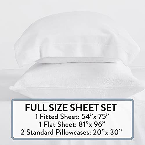 NY Loft Ultra Soft Micro Fleece Sheets Set com bolsos extra profundos Extra Soft Velvet Fleece Sheet Set Super Pelúcia Polar Velo Veludo de pelúcia aconchegante Warmth Coleção Tribeca (Completo, Branco) Imagem de NY Loft Ultra Soft Micro Fleece Sheets Set com bolsos extra profundos Extra Soft Velvet Fleece Sheet Set Super Pelúcia Polar Velo Veludo de pelúcia aconchegante Warmth Coleção Tribeca (Completo, Branco)