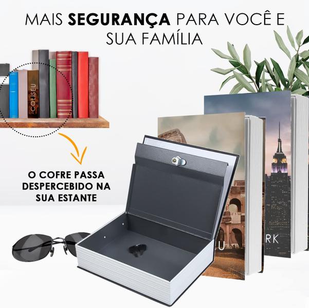 Imagem de "O Cofre Camuflado Formato Livro Porta Joias com Chave é discreto e seguro! Ideal para quem quer manter seus pertences p