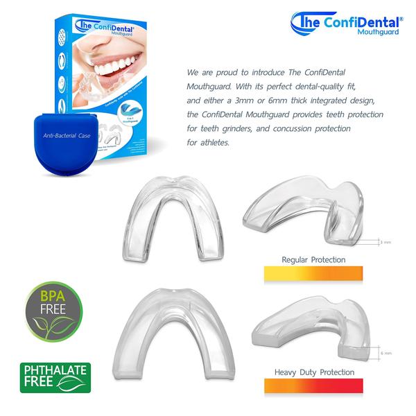 Imagem de O ConfiDental - Pacote de 5 Protetor bucal moldável para deserção de dentes Clenching Bruxism, Sport Athletic, Whitening Tray, Incluindo 3 Regular e 2 Heavy Duty Guard (3 (lll) Regular 2 (II) Heavy Duty)