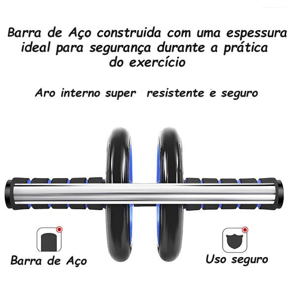 Imagem de O Kit Roda Abdominal Dupla Gold Sports Exercise Pro - 2 rodas 1 Tapete de Apoio e 1 Mesh Bag