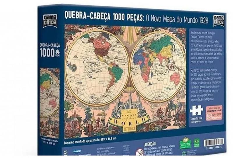 Imagem de O Novo Mapa Do Mundo 1928 Quebra Cabeça 1000 Peças - Toyst