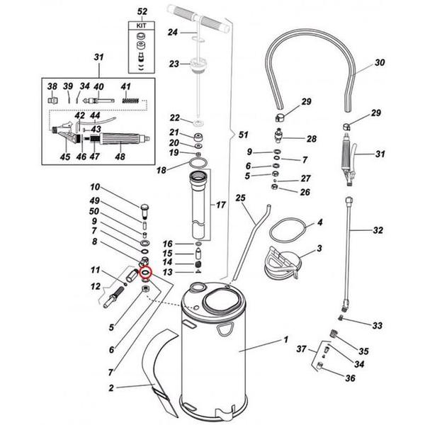 Imagem de O-Ring da Torneira in-line para Pulverizador Inox Guarany