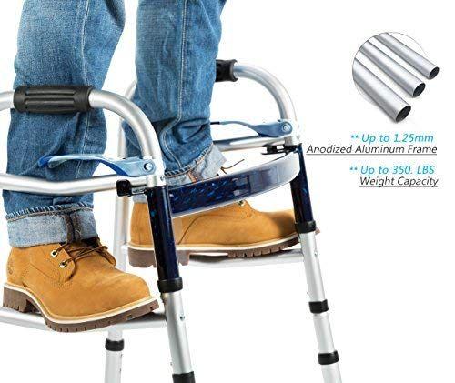 Imagem de OasisSpace Compact Folding Walker, com liberação de gatilho e rodas de 5 polegadas para os idosos Acessórios incluídos Suportes leves estreitos de até 350 lb