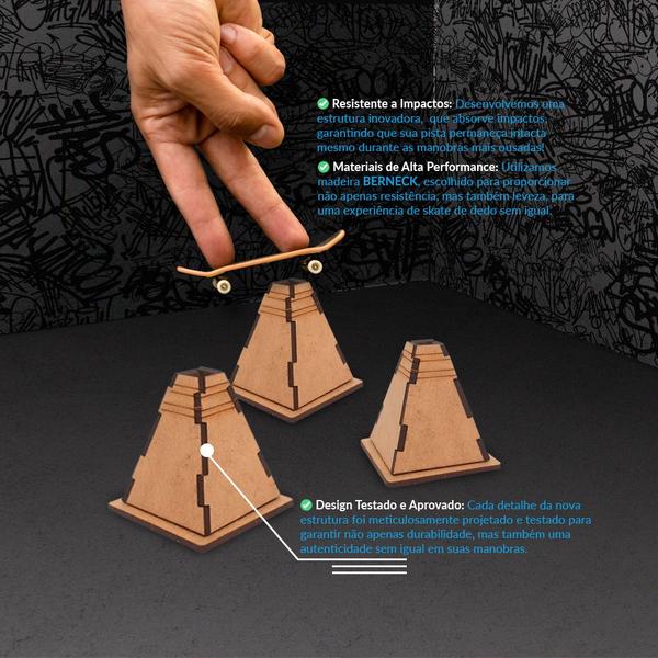 Imagem de Obstáculo Cone para Pista Skate de Dedo Fingerboard Radical Kit 5un Mdf Madeira