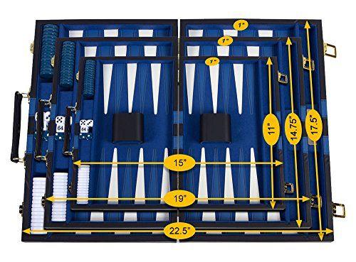 Imagem de Obter os jogos fora Top Gammon Set - Small Travel Size Classic Board Game Case - Best Strategy & Tip Guide (Azul, Pequeno)