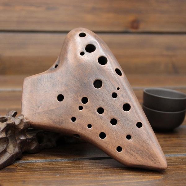 Imagem de Ocarina Wokex Alto C 16 furos e três tubos de argila queimada defumada