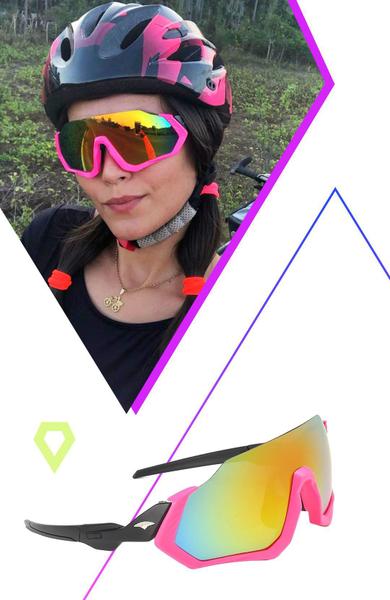 Imagem de Óculos Bike Ciclismo Feminino Proteção Uv Kit Com 2 Unidades