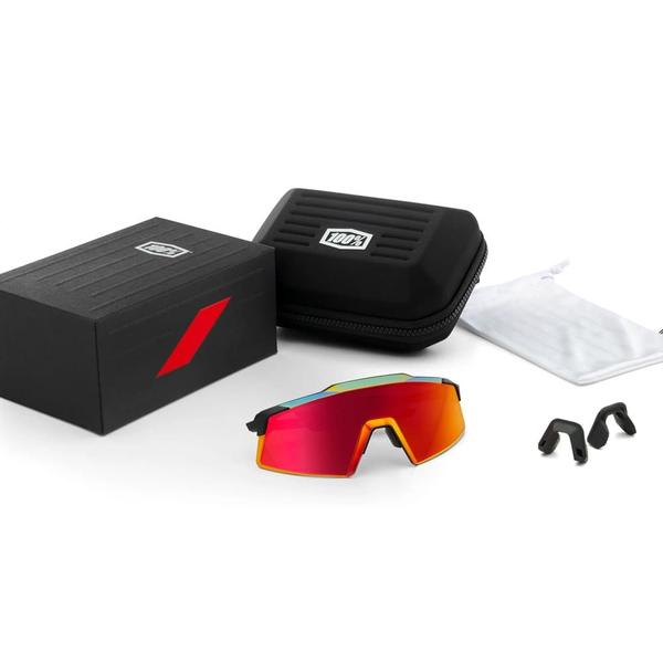 Imagem de Óculos Ciclismo 100% Aerocraft Soft Tact Black Hiper Red Multilayer Mirror Lens