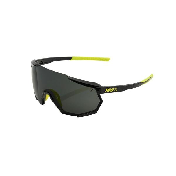 Óculos Ciclismo 100% Racetrap Armação Preta e Amarela Imagem de Óculos Ciclismo 100% Racetrap Armação Preta e Amarela
