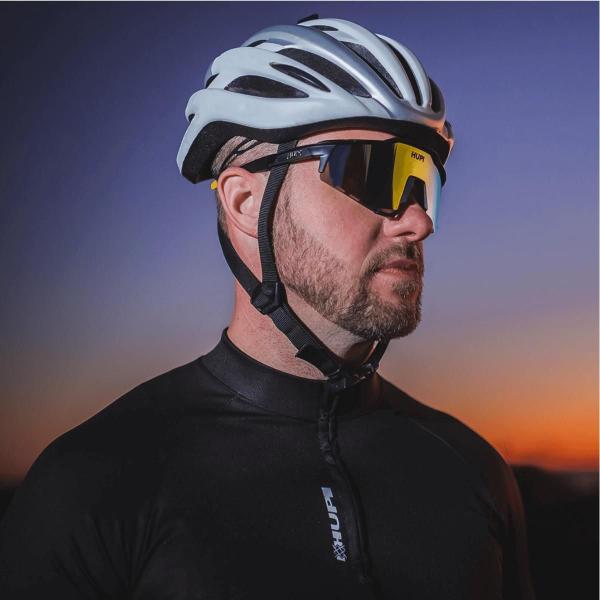 Imagem de Oculos Ciclismo Corrida Hupi Stelvio Preto/Amarelo - Lente Amarela Espelhado