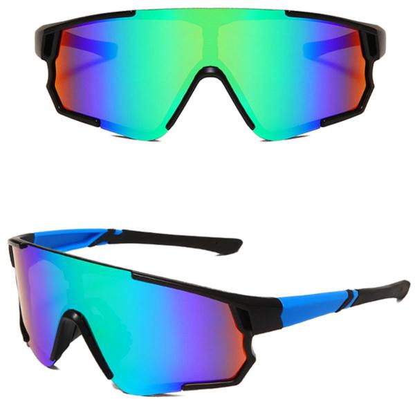 Imagem de Óculos De Ciclismo Mtb Estrada Esporte 3 Lentes Azul/Espelhada Verde