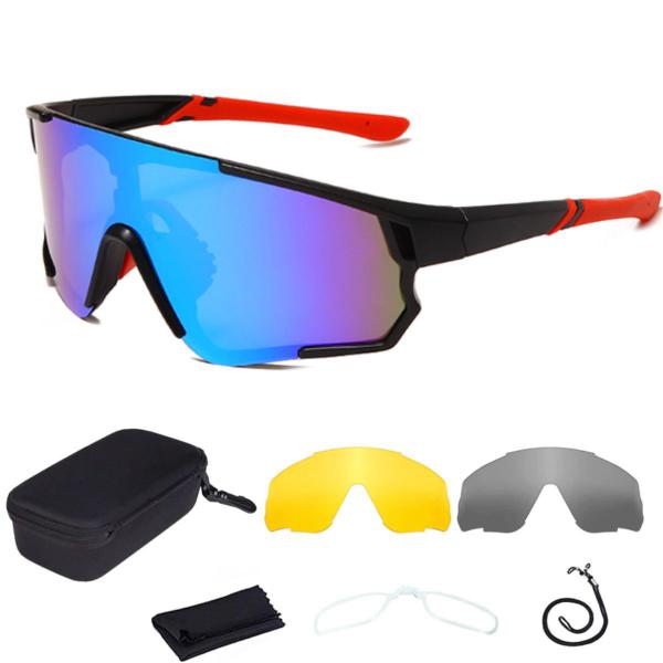 Imagem de Óculos De Ciclismo Mtb Estrada Esporte 3 Lentes Vermelho/Verde Espelhado