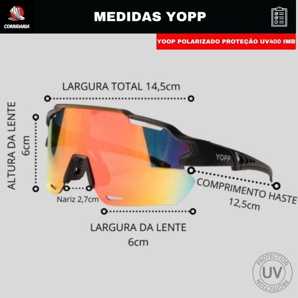 Imagem de Óculos de Ciclismo Polarizado com Proteção UV400 Yopp 1066 Preto - Lente espelhada Anti Reflexo