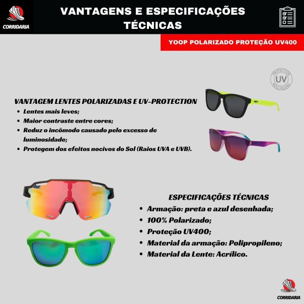 Imagem de Óculos de Ciclismo Polarizado com Proteção UV400 Yopp 1066 Preto - Lente espelhada Anti Reflexo