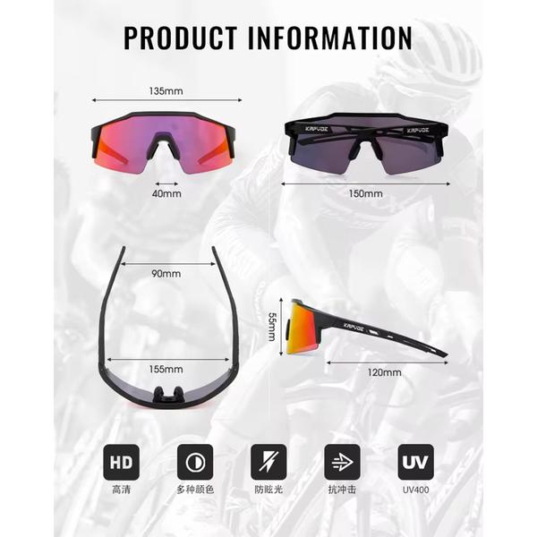 Óculos de Ciclismo Verde Com 4 Lentes + Case - Kapvoe Imagem de Óculos de Ciclismo Verde Com 4 Lentes + Case - Kapvoe