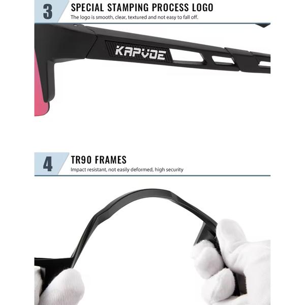 Imagem de Óculos de Ciclismo Vermelho Com 4 Lentes + Case - Kapvoe