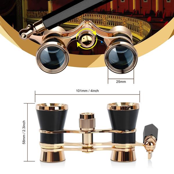 Imagem de Óculos de ópera Aomekie 3X25 Theatre Binóculos com corrente preta