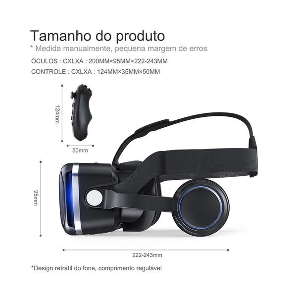 Imagem de Óculos De Realidade Virtual VR 3d Para Celular Com Fone De Ouvido Imersão Total