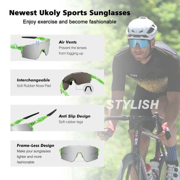 Imagem de Óculos de sol de ciclismo Ukoly Polarized Sports para homens e mulheres