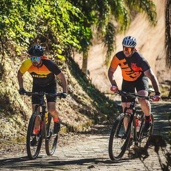 Imagem de Óculos de Sol Esportivo HUPI Andez Ciclismo com Proteção UV Preto/Vermelho Lente Vermelho Espelhado