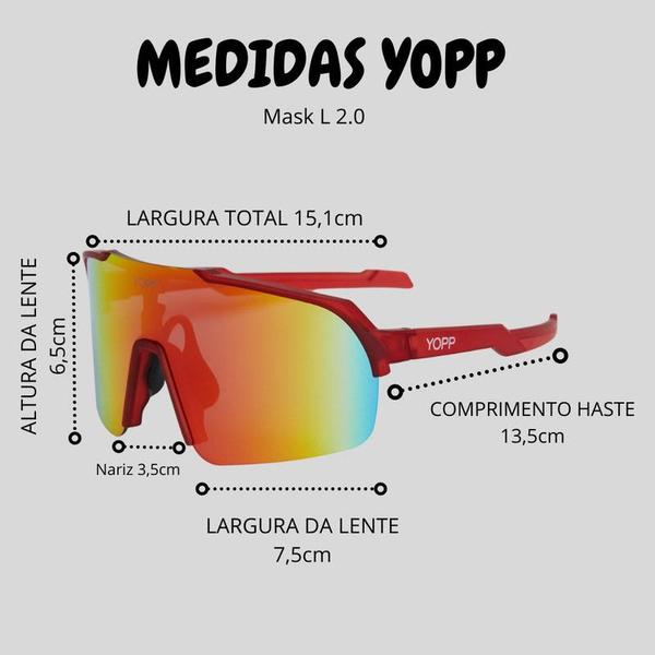 Imagem de Óculos de Sol Esportivo Yopp Uv400 Corrida e Bike Mask L 2.1