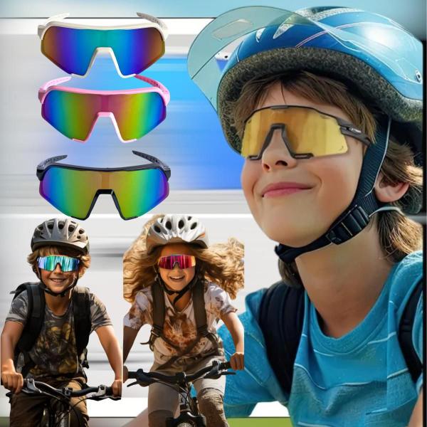 Imagem de Óculos De Sol Infantil Esportivo Unissex Com Proteção UV400 Ciclismo Corrida Bike