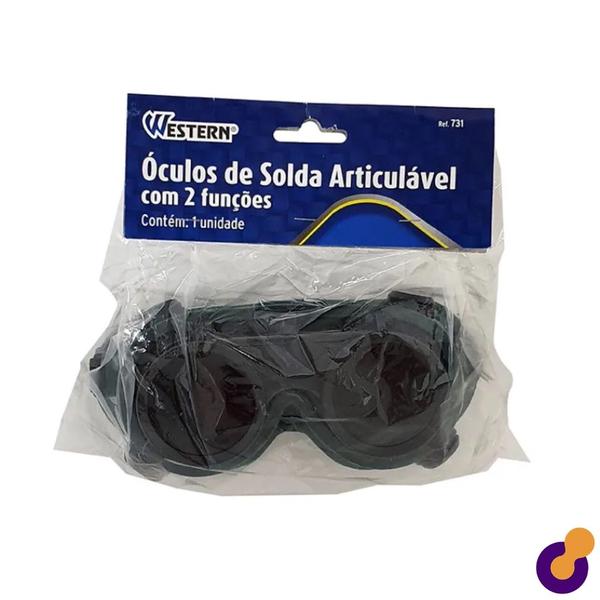 Óculos de Solda Articulável com Lente Dupla Máscara Emborrachado 2 Funções Western Imagem de Óculos de Solda Articulável com Lente Dupla Máscara Emborrachado 2 Funções Western