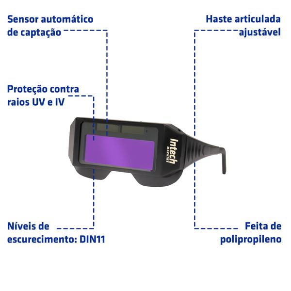 Óculos De Solda Escurecimento Mascara Automático Intech Machine SMC6 Imagem de Óculos De Solda Escurecimento Mascara Automático Intech Machine SMC6