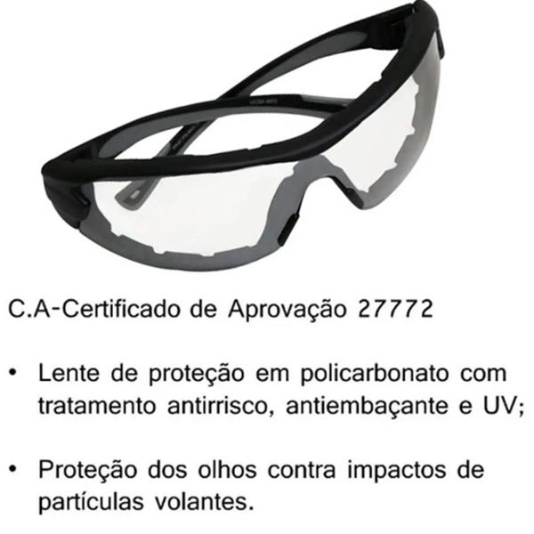 Imagem de Oculos Epi Segurança Ampla Proteçao Ca Anti Risco Delta Uv Danny Fume In Out Incolor Antiembacante