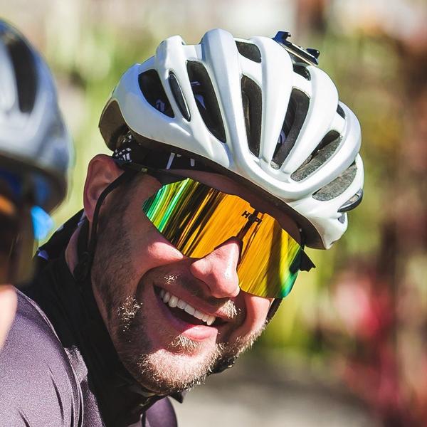 Imagem de Óculos Esportivo HUPI Ciclismo com Proteção UV Angliru Preto Lente Dourado Espelhado Unissex