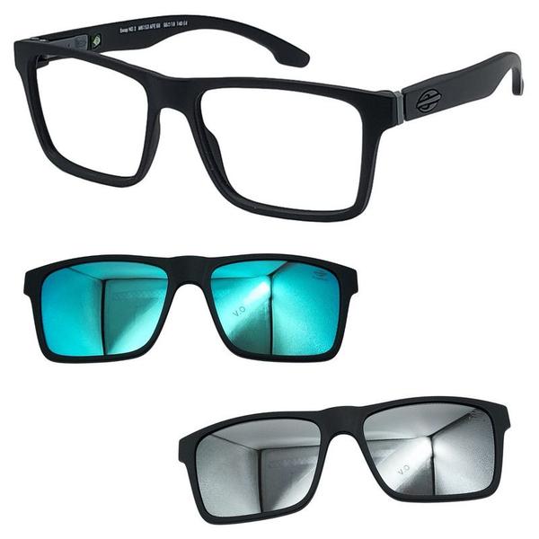 Oculos Mormaii Swap NG 2 6153 AFE com 2 Clipon Azul e Prata