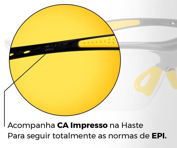 Imagem de Óculos Para Construção À Noite Lentes Proteção Segurança Bicicleta Obras Âmbar Amarelo