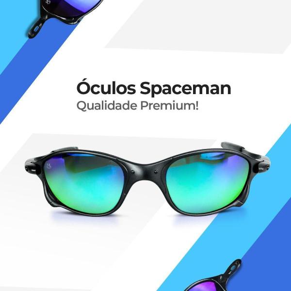 Imagem de Oculos Sol Masculino Preto Verde + Lupa Proteção Uv Praia