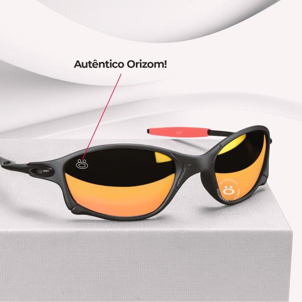 Imagem de Oculos Sport Original Estiloso Haste Acetato Emborrachado Lente Espelhada Proteção UV400 Qualidade Premium