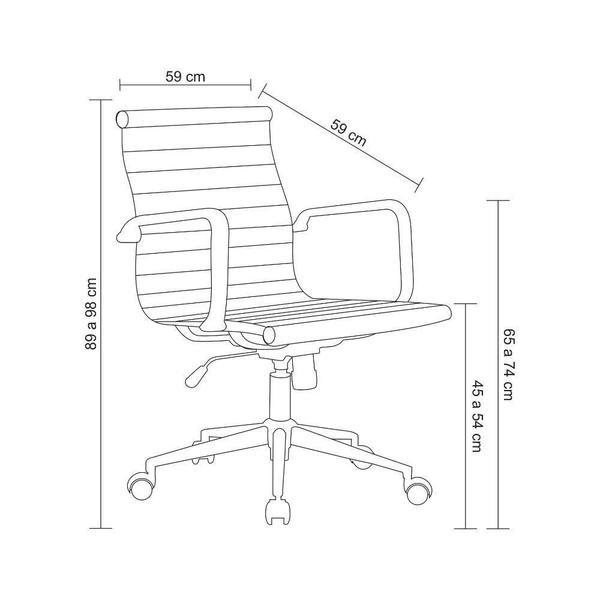 Imagem de Office Sevilha Pu Branco Baixa Rivatti Kit 2 Unidades