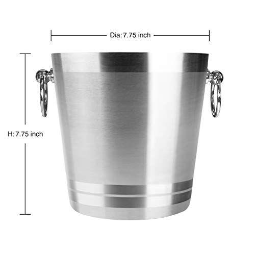 Imagem de OGGI Inoxidável Balde de Champanhe de Aço Inoxidável - Balde de Gelo Grande com Alças Elegantes & Clássicas - Ótimo para Home Bar, Champanhe Frio e Espumante - 4,25 qt / 4 lt