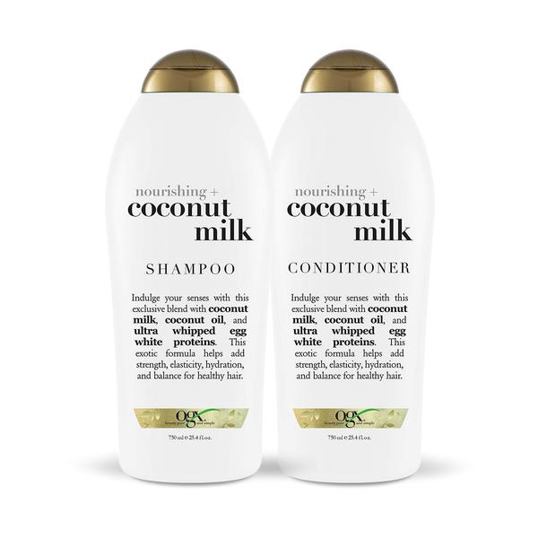 Imagem de OGX Nutritivo + Shampoo de Leite de Coco & Condicionador, Conjunto, 25.4 Fl Oz (Pacote de 2)