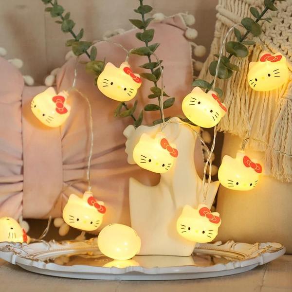 Imagem de Olá Kitty Luzes De Corda Kawaii Sanrio Alimentado Por Bateria Decoração Do Quarto Anime Figura